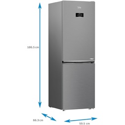 Beko B3RCNA364HXB1 ezüst, alulfagyasztós, Hűtő:210L, Fagyasztó:106L, hűtőszekrény