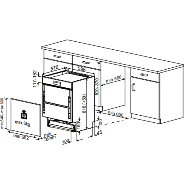 Beko BDSN153E3X beépíthető 13 terítékes mosogatógép