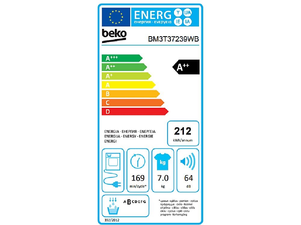 Beko BM3T37239WB fehér, 7 kg, hőszivattyús, szárítógép