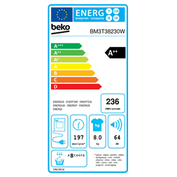 Beko BM3T38230W 8 kg hőszivattyús szárítógép