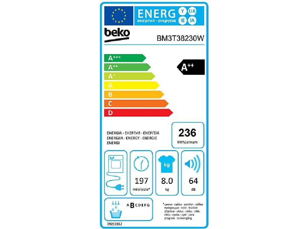 Beko BM3T38230W fehér, 8 kg, hőszivattyús, szárítógép