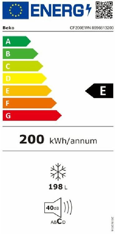 Beko CF200EWN fehér, Fagyasztó:198L, fagyasztóláda
