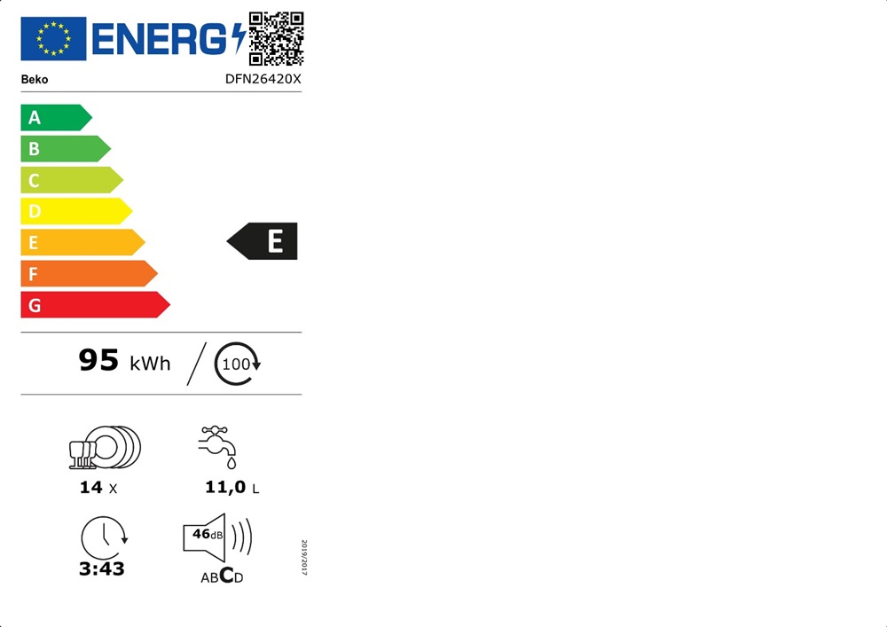 Beko DFN-26420 X inox, programok száma: 6, szabadonálló, 14 terítékes mosogatógép 