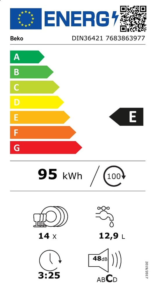 Beko DIN36421 fehér, programok száma: 6, beépíthető, 14 terítékes mosogatógép 