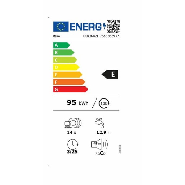 Beko DIN36421 programok száma: 6, beépíthető, 14 terítékes mosogatógép 