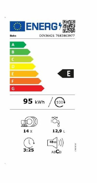 Beko DIN36421 programok száma: 6, beépíthető, 14 terítékes mosogatógép 