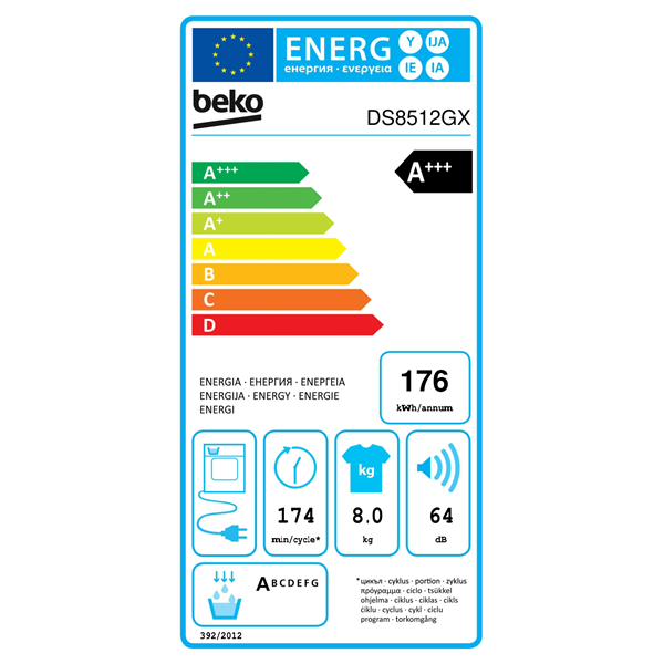 Beko DS8512GX 8 kg hőszivattyús szárítógép