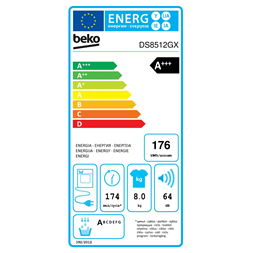 Beko DS8512GX 8 kg hőszivattyús szárítógép