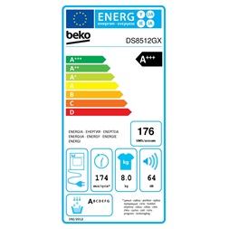 Beko DS8512GX 8 kg hőszivattyús szárítógép (Újszerű)