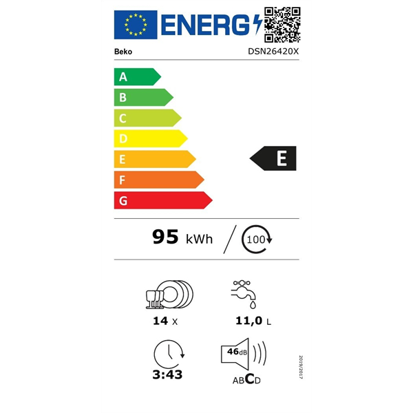 Beko DSN26420X beépíthető mosogatógép