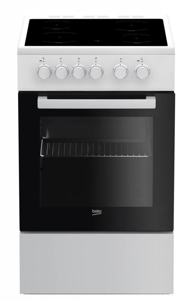 Beko FSM57000GW fehér, szabadonálló, kerámialapos, elektromos, főzőzóna: 4, sütő:55L, grill, tűzhely