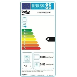 Beko FSM57300GW fehér, szabadonálló, kerámialapos, elektromos, főzőzóna: 4, sütő:55L, grill, tűzhely