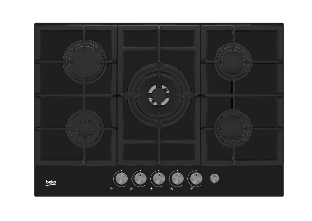 Beko HILW75235S fekete, beépíthető, gáz, főzőzóna: 4 +1 wok égőfej, beépíthető méret: 56cm, főzőlap