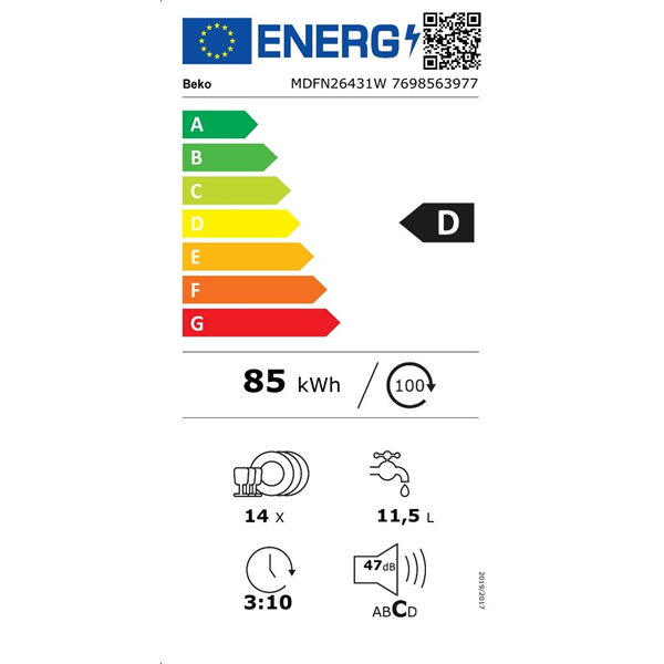 Beko MDFN26431W mosogatógép