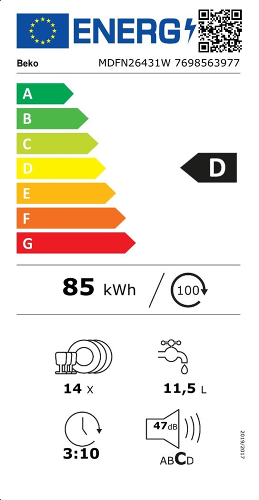 Beko MDFN26431W mosogatógép