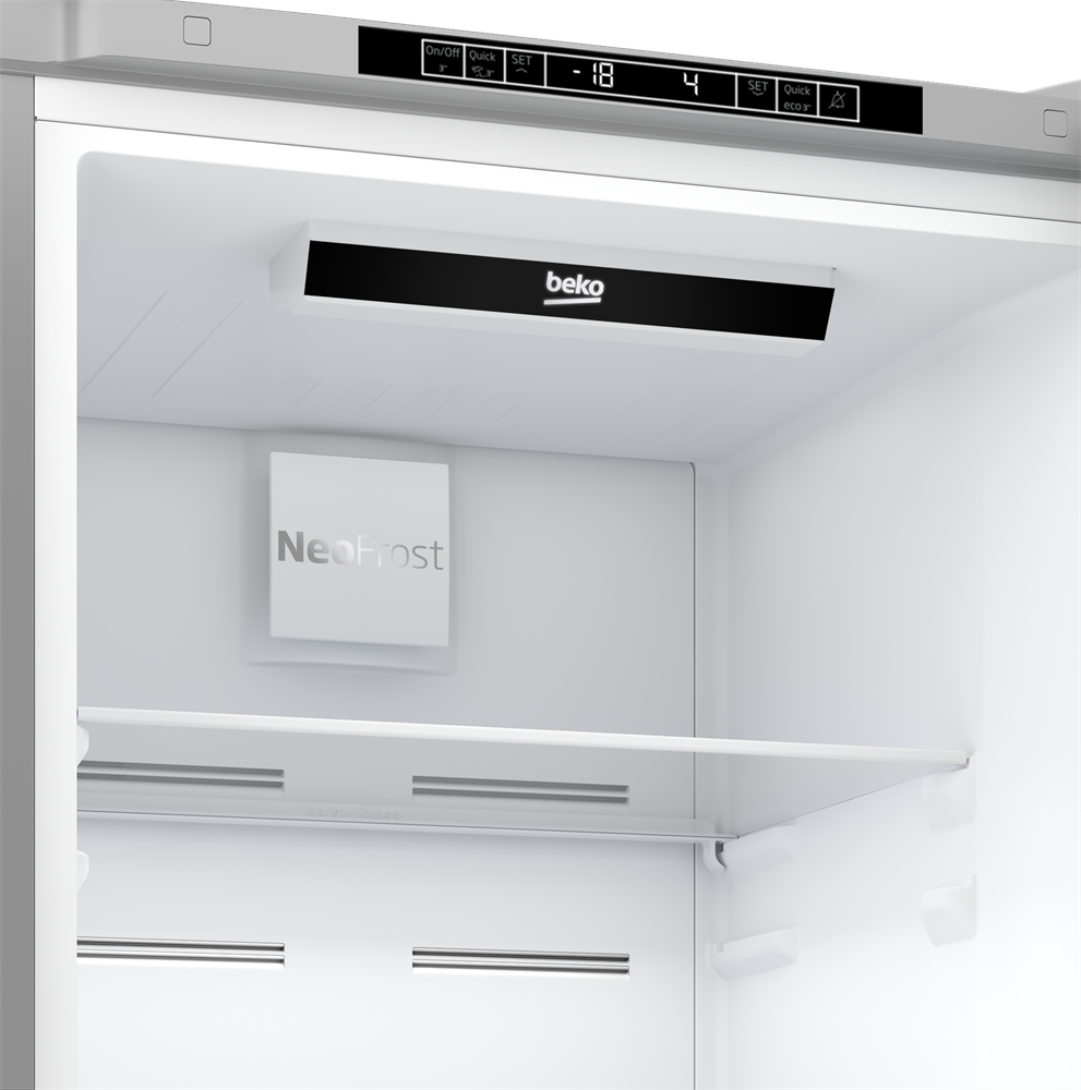 Beko RCNA406I40XBN acélszürke, alulfagyasztós, Hűtő:253L, Fagyasztó:109L, No frost hűtőszekrény