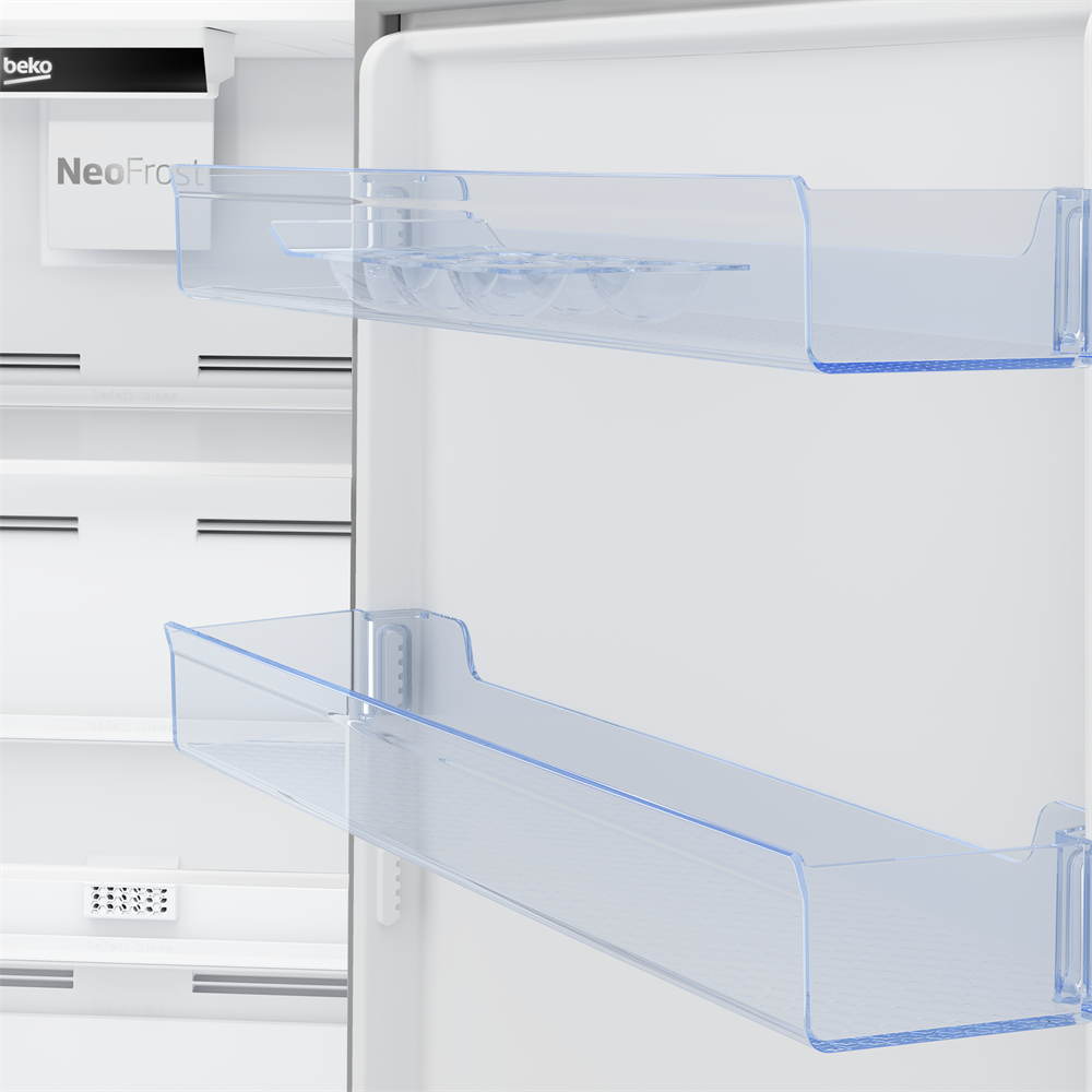 Beko RCNA406I40XBN acélszürke, alulfagyasztós, Hűtő:253L, Fagyasztó:109L, No frost hűtőszekrény