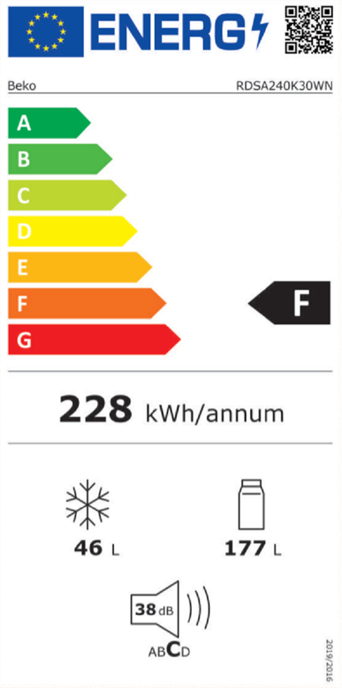 Beko RDSA240K30WN felülfagyasztós hűtőszekrény