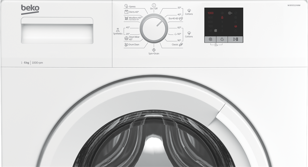 Beko WUE6511XWW fehér, elöltöltős, keskeny, max.1000ford., 6 kg, mosógép