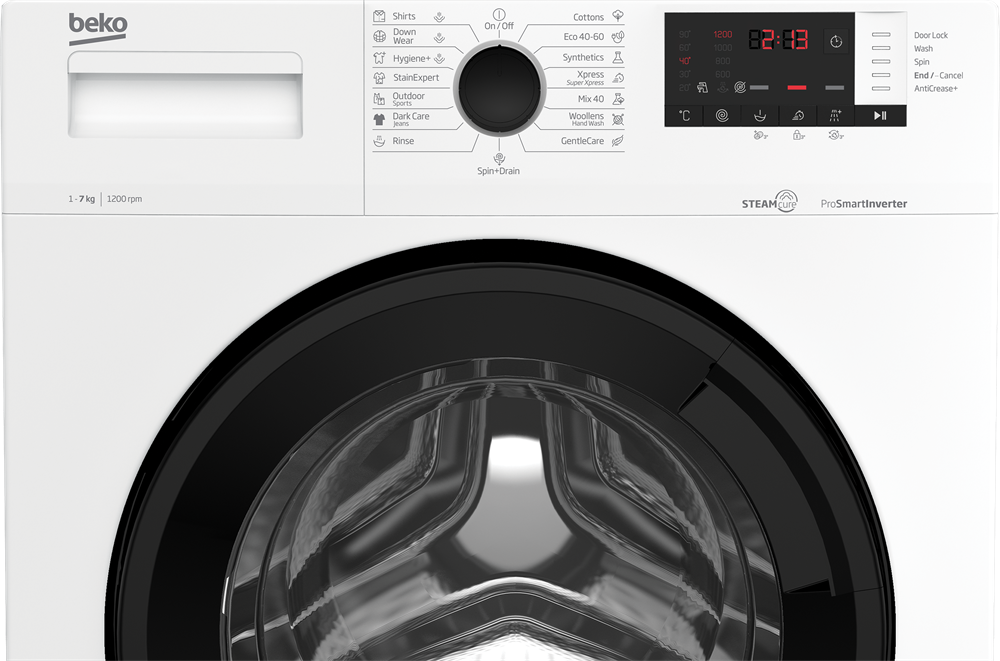 Beko WUE7612XBWS fehér, elöltöltős, keskeny, max.1200ford., 7 kg, mosógép