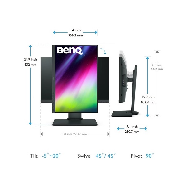 Benq 24,1" SW240 WUXGA IPS DP/DVI/HDMI/USB fekete LED monitor