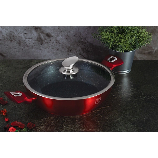 Berlinger Haus BH/1262N 24 cm Metallic Line Burgundy Edition fedővel, alacsony lábas