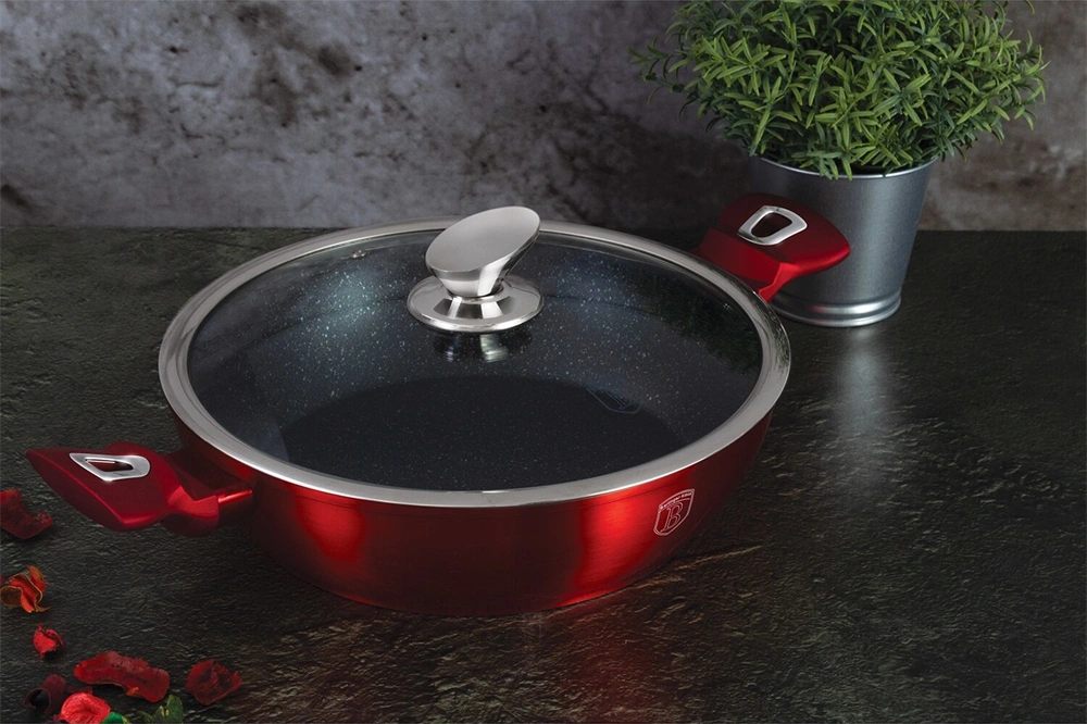 Berlinger Haus BH/1262N 24 cm Metallic Line Burgundy Edition fedővel, alacsony lábas