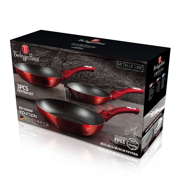 Berlinger Haus BH/1288NF Metallic Line Burgundy Edition 3 részes serpenyő szett