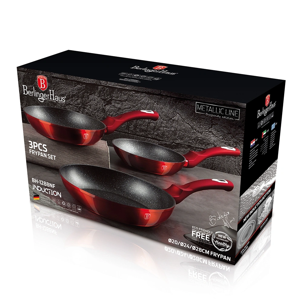 Berlinger Haus BH/1288NF Metallic Line Burgundy Edition 3 részes serpenyő szett