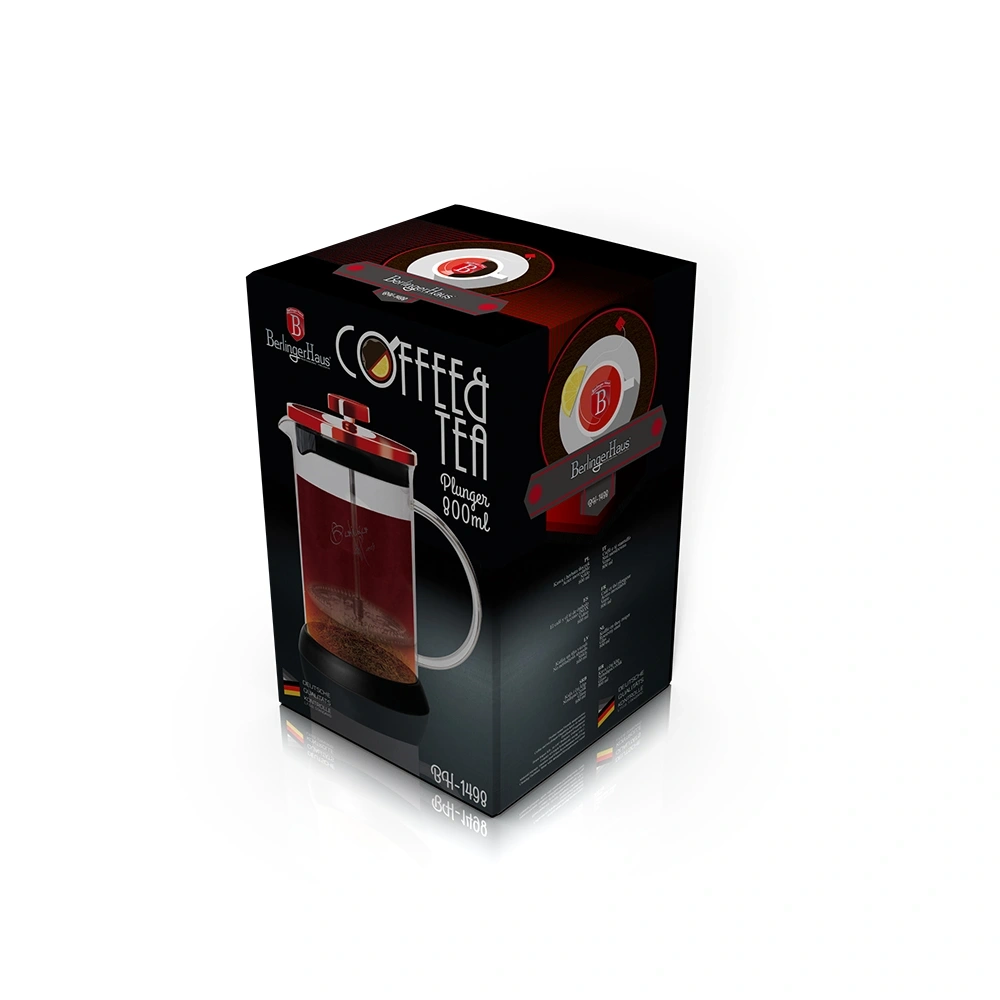 Berlinger Haus BH/1498 800 ml burgundy dugattyús kávé- és teafőző