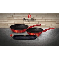 Berlinger Haus BH/1668 Metallic Line Burgundy Edition 3+2 részes serpenyő/ grill sütőlap
