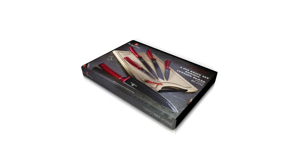 Berlinger Haus BH/2552NO bambusz vágódeszkával, Metallic Line Burgundy Edition 6 részes késkészlet