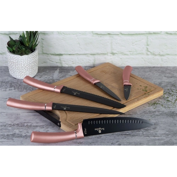 Berlinger Haus BH/2554A bambusz vágódeszkával, pink 6 részes késkészlet