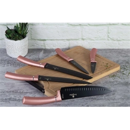 Berlinger Haus BH/2554A bambusz vágódeszkával, pink 6 részes késkészlet