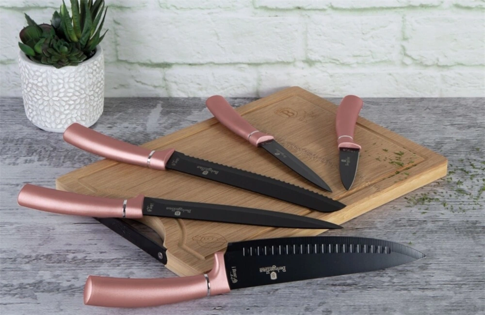 Berlinger Haus BH/2554A bambusz vágódeszkával, pink 6 részes késkészlet
