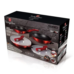 Berlinger Haus BH/7053 Metallic Line Burgundy Edition levehető nyéllel 5 részes serpenyő szett