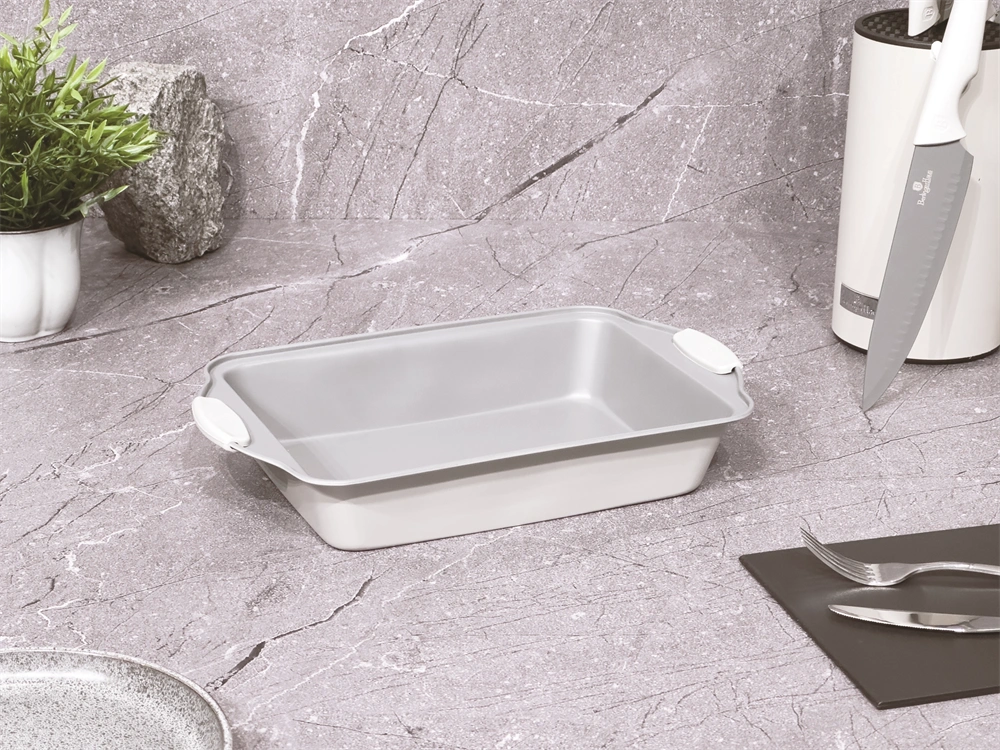 Berlinger Haus BH/7649 szatén szürke 40 cm, mély hosszúkás sütőtepsi szilikon fogóval