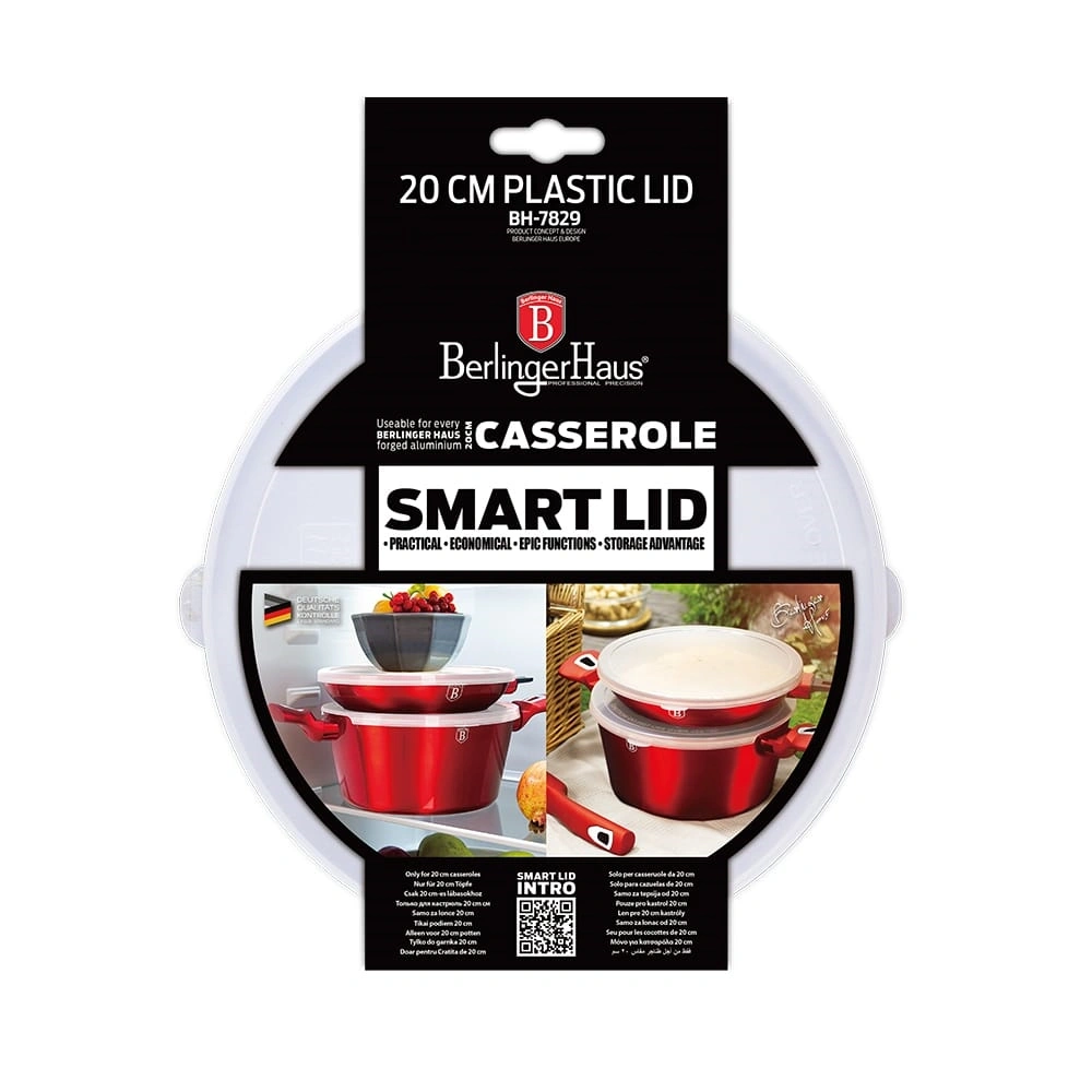 Berlinger Haus BH/7829 Metallic Line Burgundy Edition 20 cm-es lábasra műanyag fedő