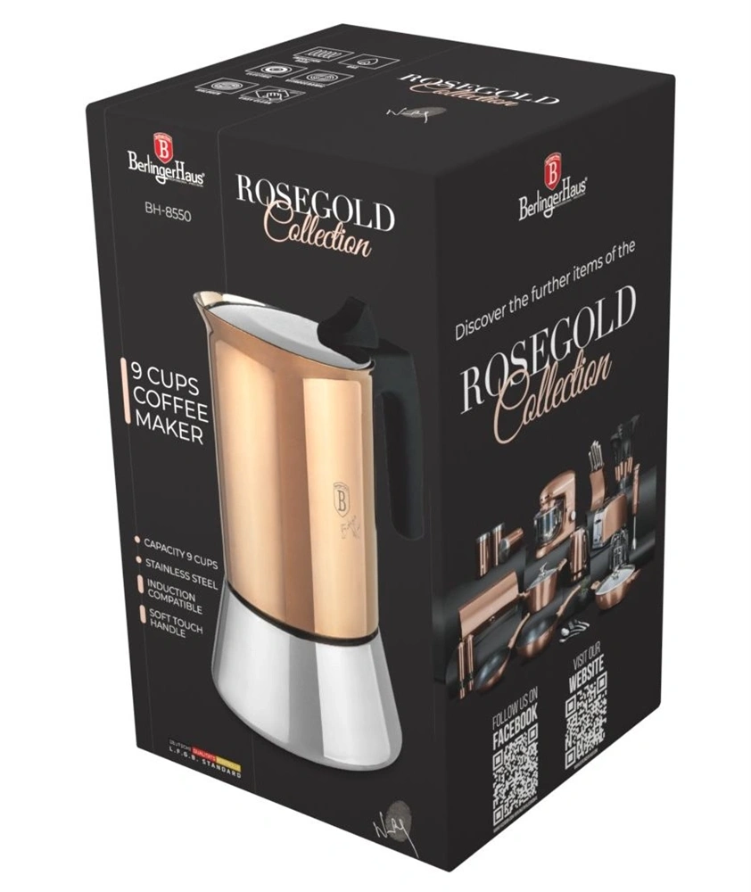 Berlinger Haus BH/8550 rózsaarany 9 személyes kotyogós kávéfőző