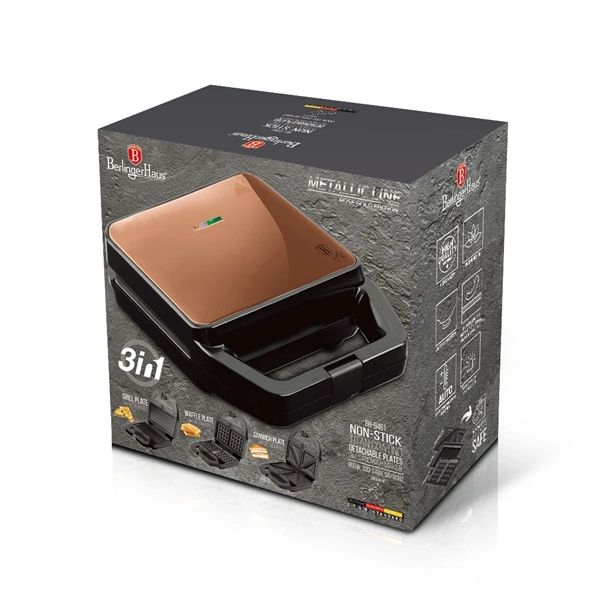 Berlinger Haus BH/9461 3in1 rózsaarany- fekete gorfi - grill - szendvicssütő