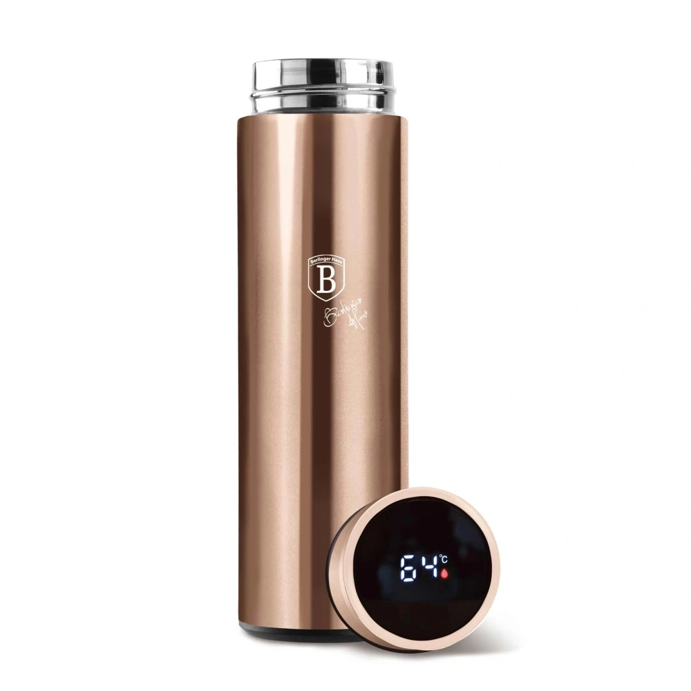 Berlinger Haus BH/7954A Metallic Line Rose Gold Edition LED-es hőfok kijelzővel, 500 ml  rózsaarany ivópalack