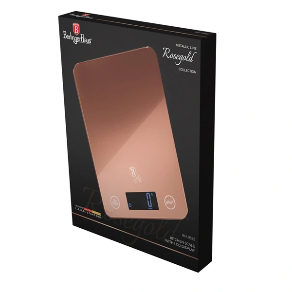 Berlinger Haus BH/9352  5 kg kapacitású rózsaarany üveg konyhai mérleg
