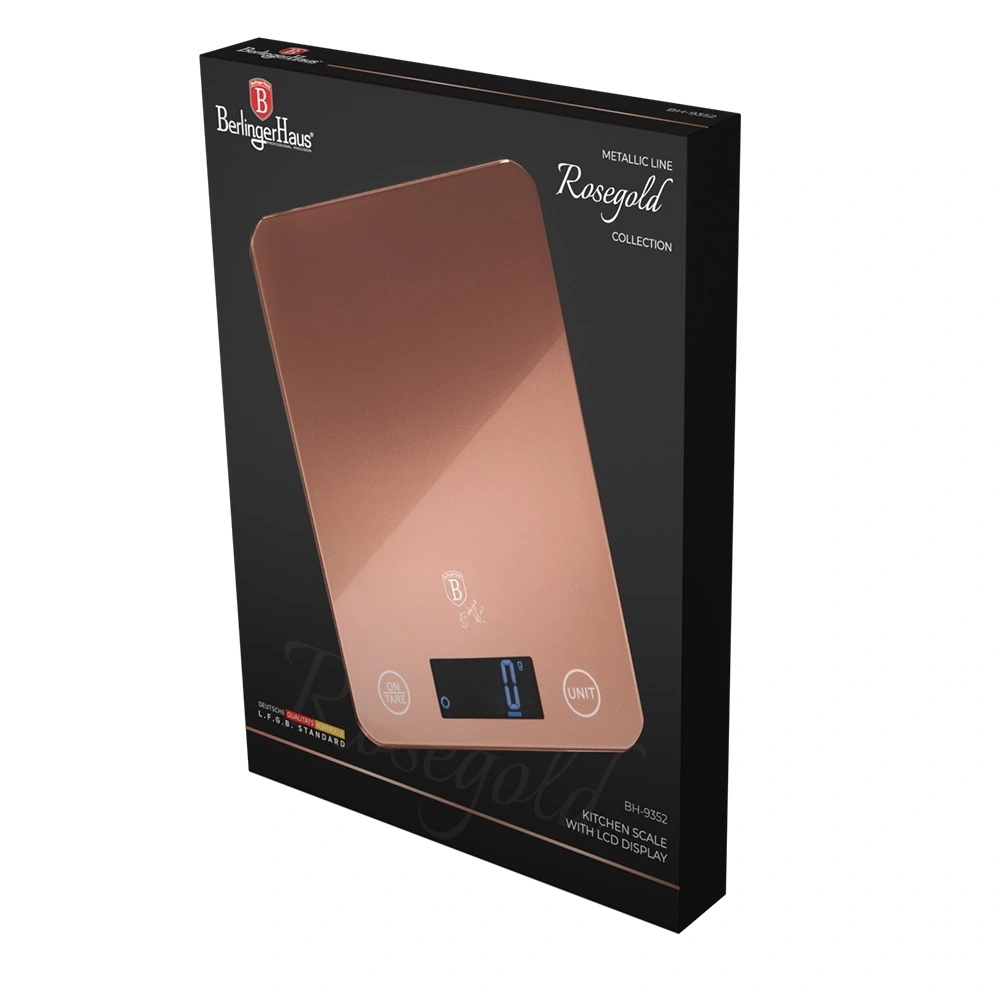 Berlinger Haus BH/9352  5 kg kapacitású rózsaarany üveg konyhai mérleg