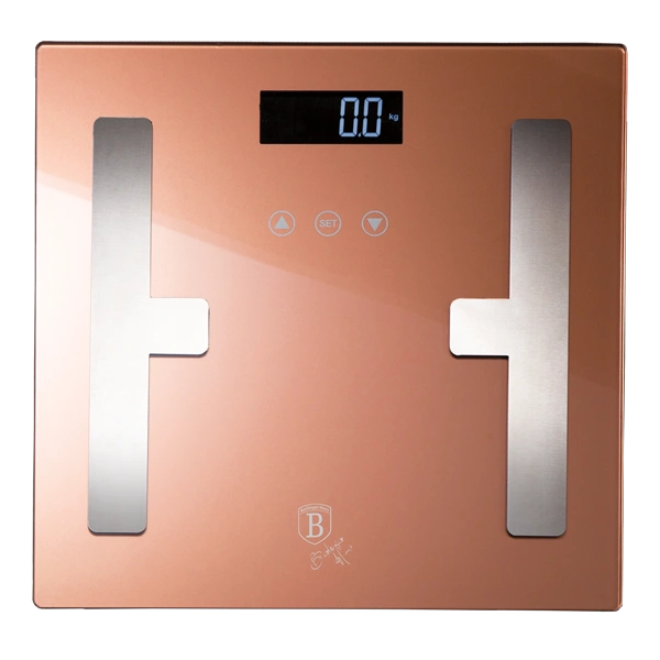 Berlinger Haus BH/9356 180 kg kapacitású rózsaarany testzsíranalizáló üveg személymérleg
