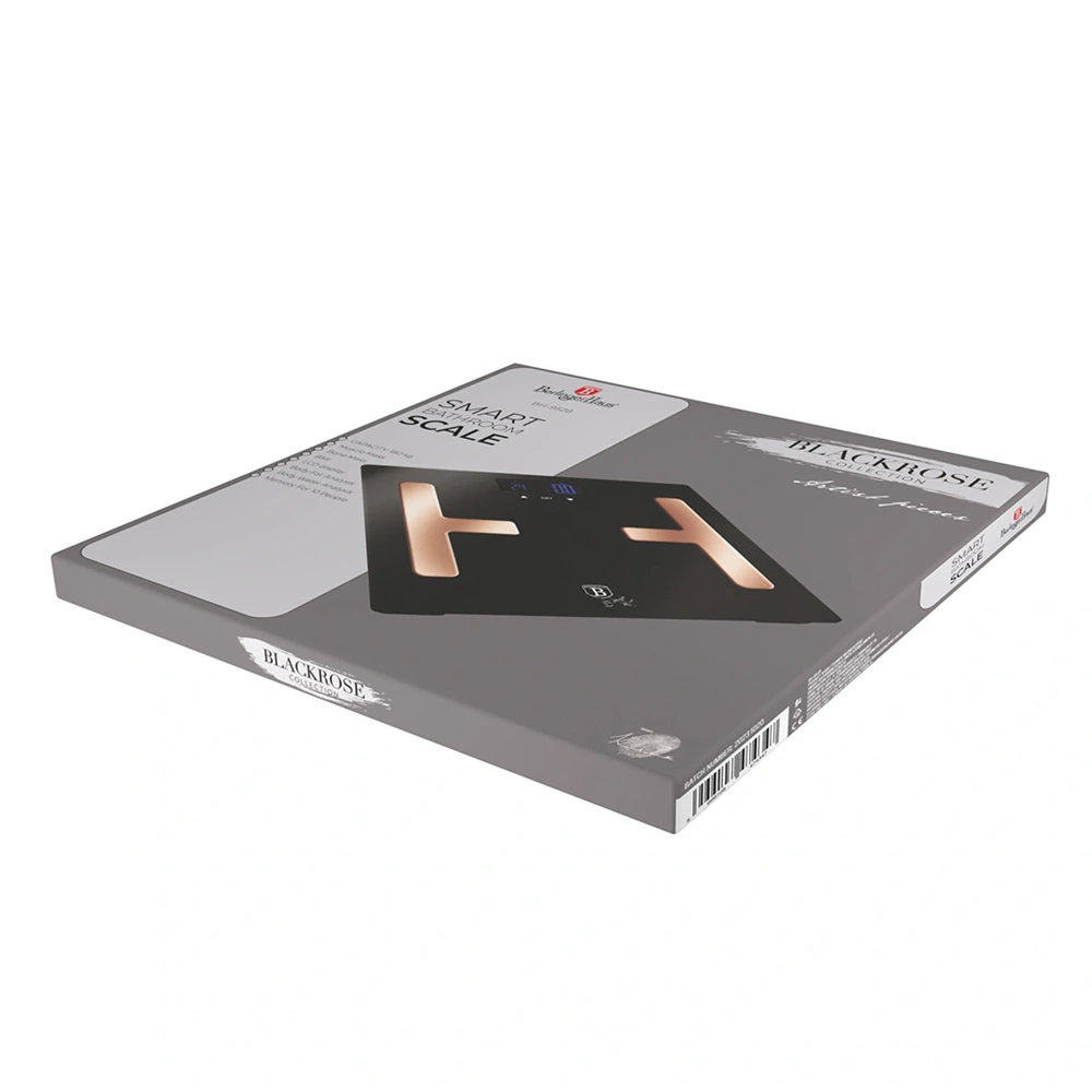 Berlinger Haus BH/9528 180 kg kapacitású fekete- rose gold testzsíranalizáló üveg személymérleg