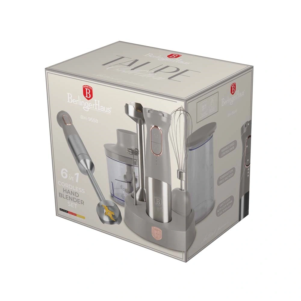 Berlinger Haus BH/9558 matt taupe 6 részes vezeték nélküli botmixer szett