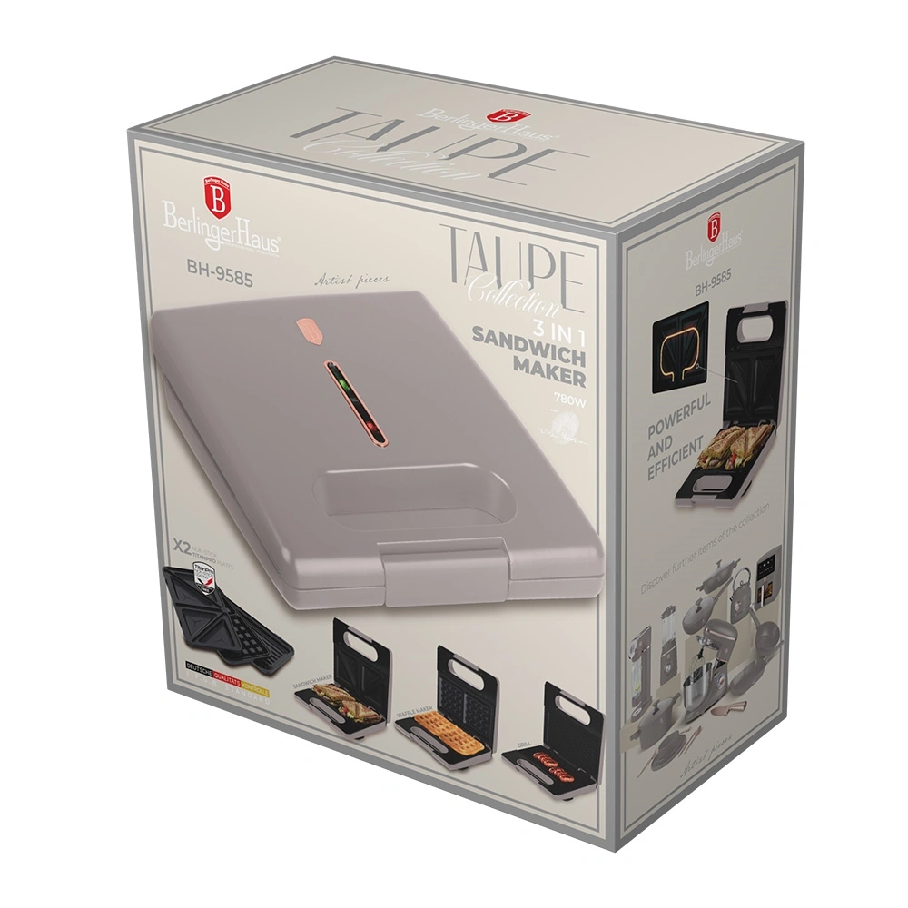 Berlinger Haus BH/9585 matt taupe 3in1 gofri - grill - szendvicssütő