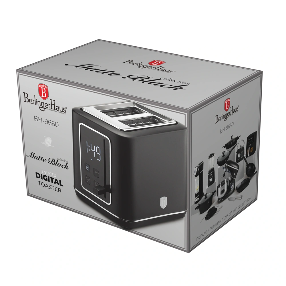 Berlinger Haus BH/9660 fekete digitális 2 szeletes kenyérpirító