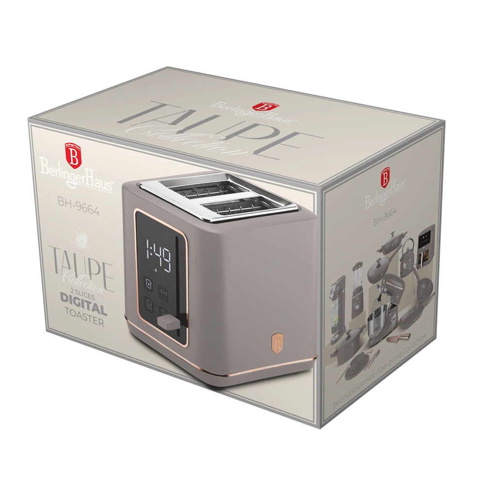 Berlinger Haus BH/9664 matt taupe digitális 2 szeletes kenyérpirító