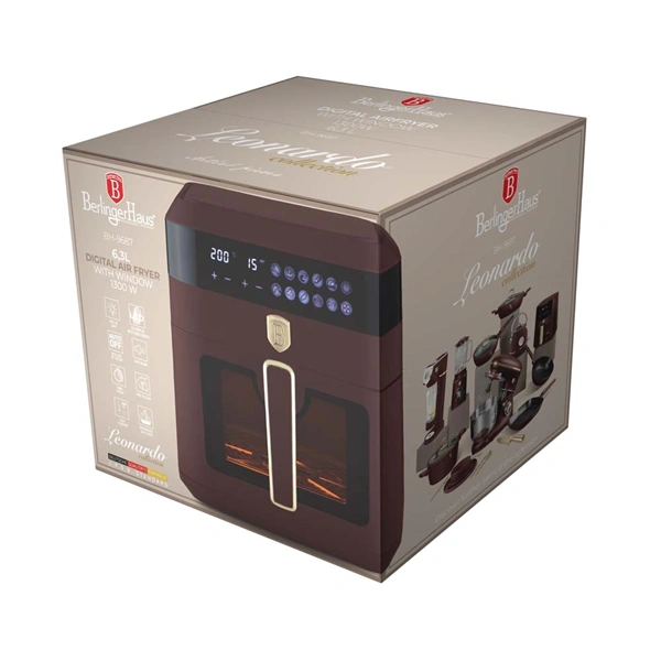 Berlinger Haus BH/9687 matt bordó 6,3 L forrólevegős sütő